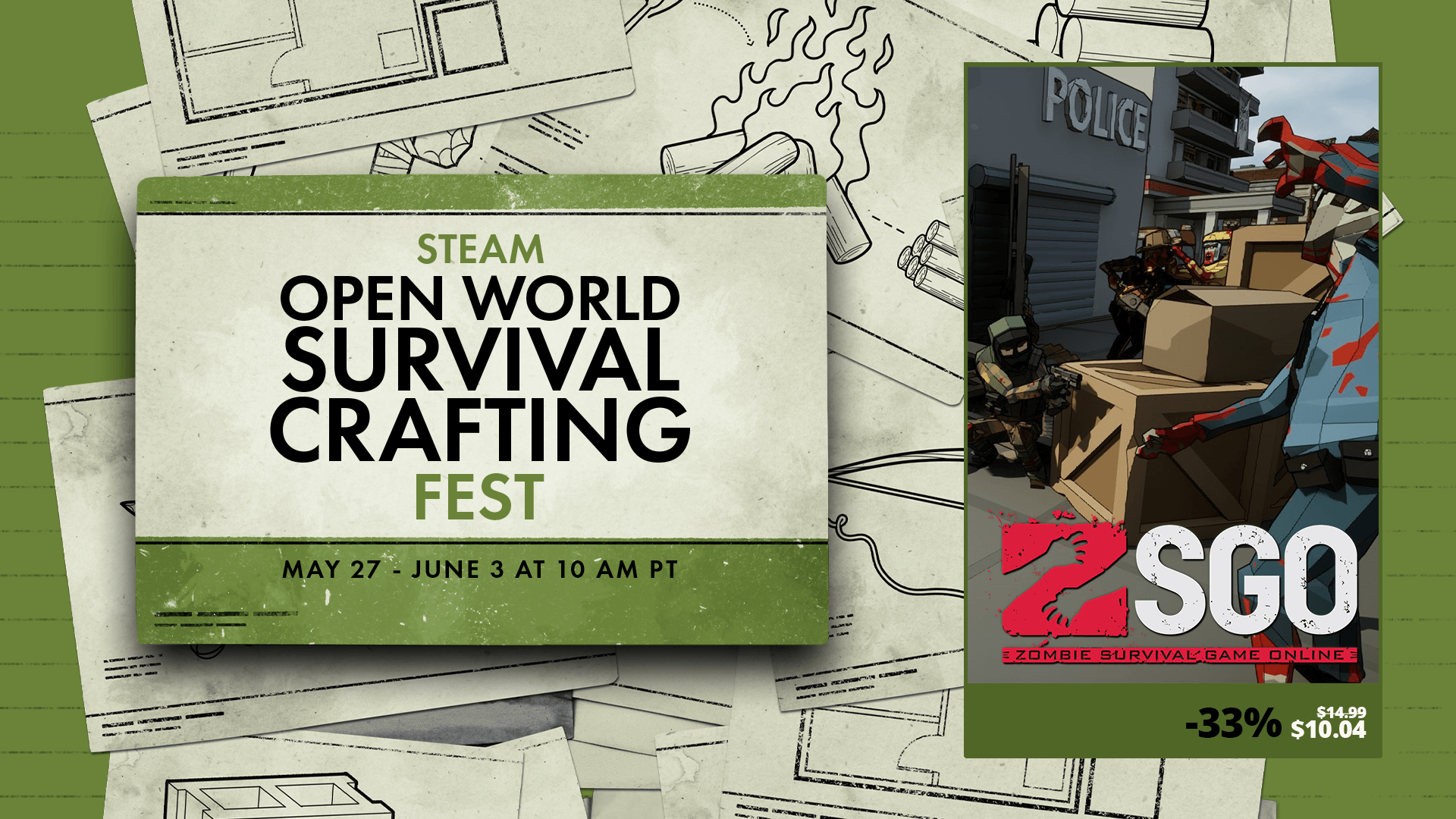 The Steam Open World Survival Crafting Fest banner for ZSGO.