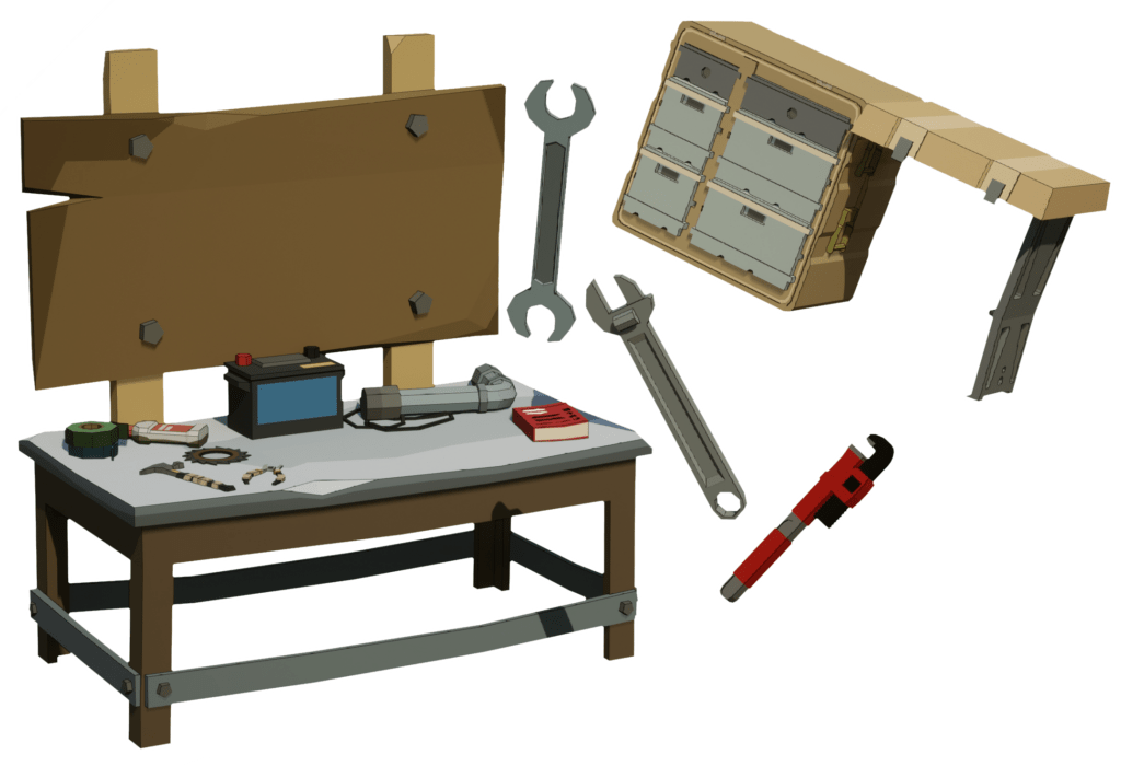 The crafting equipment you can use in a free zombie survival game.